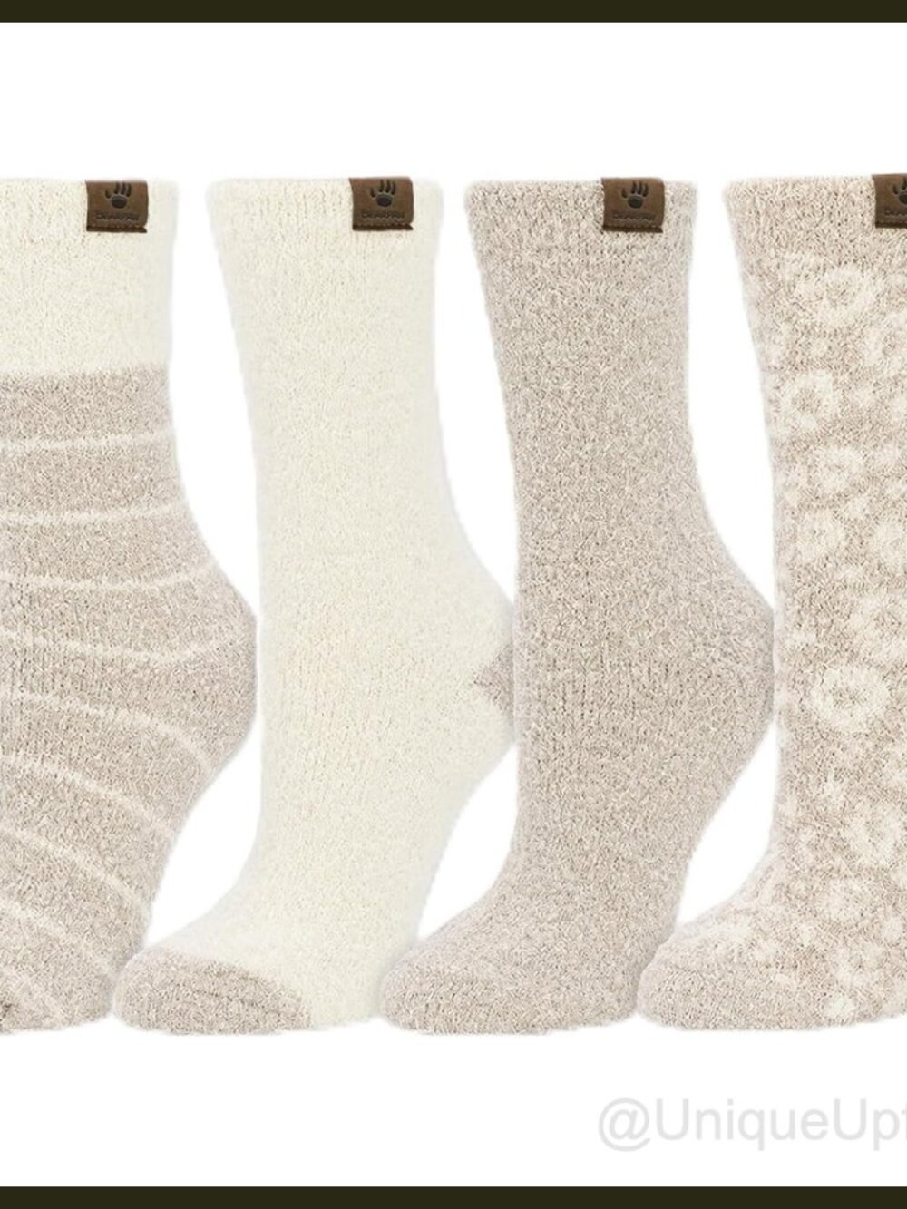 Cozy Super Soft Lounge Crew Socks 4 Pair Pack Polyester Spandex Multi Pattern
